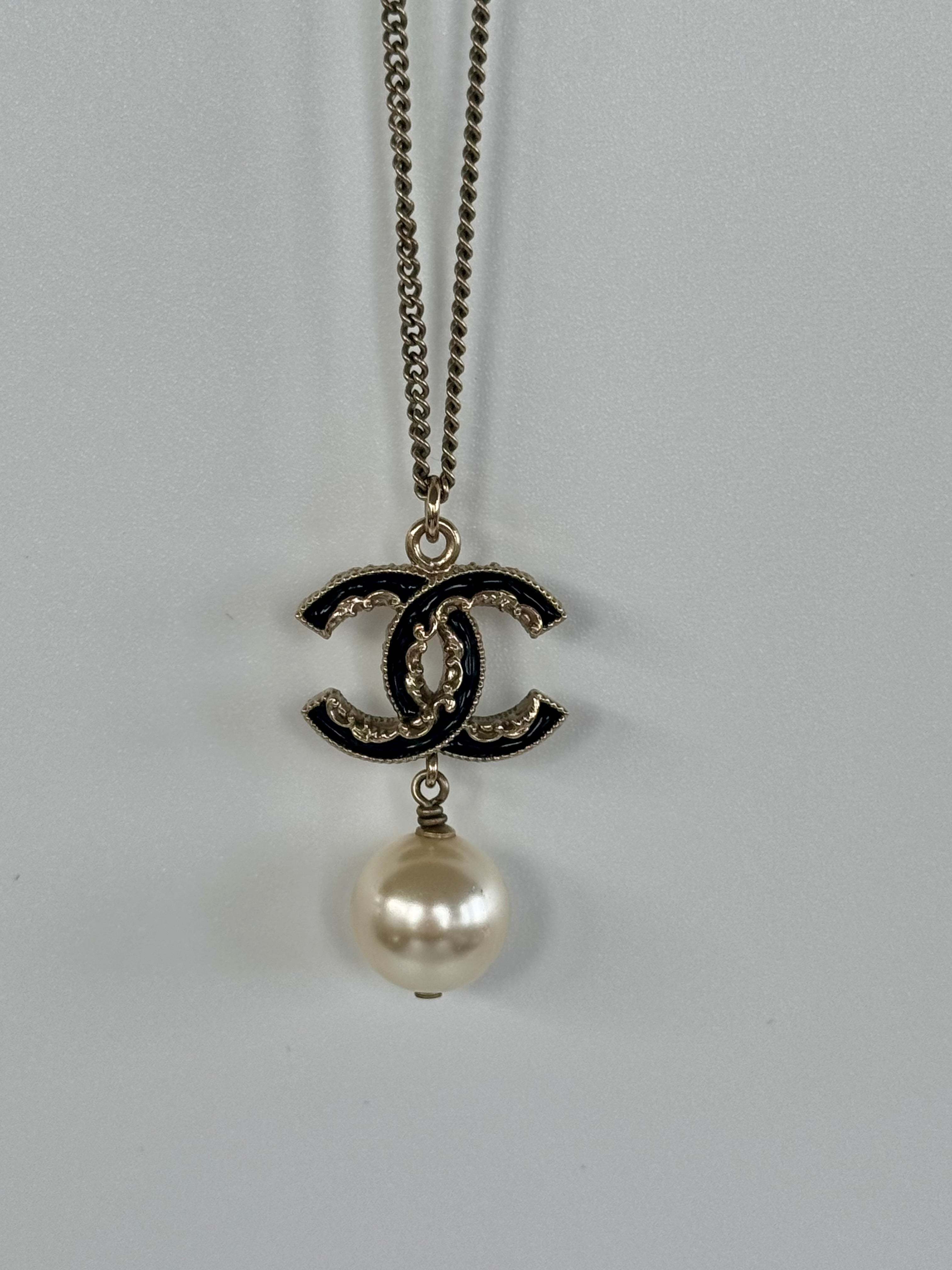 Chanel CC Faux Pearl Pendant