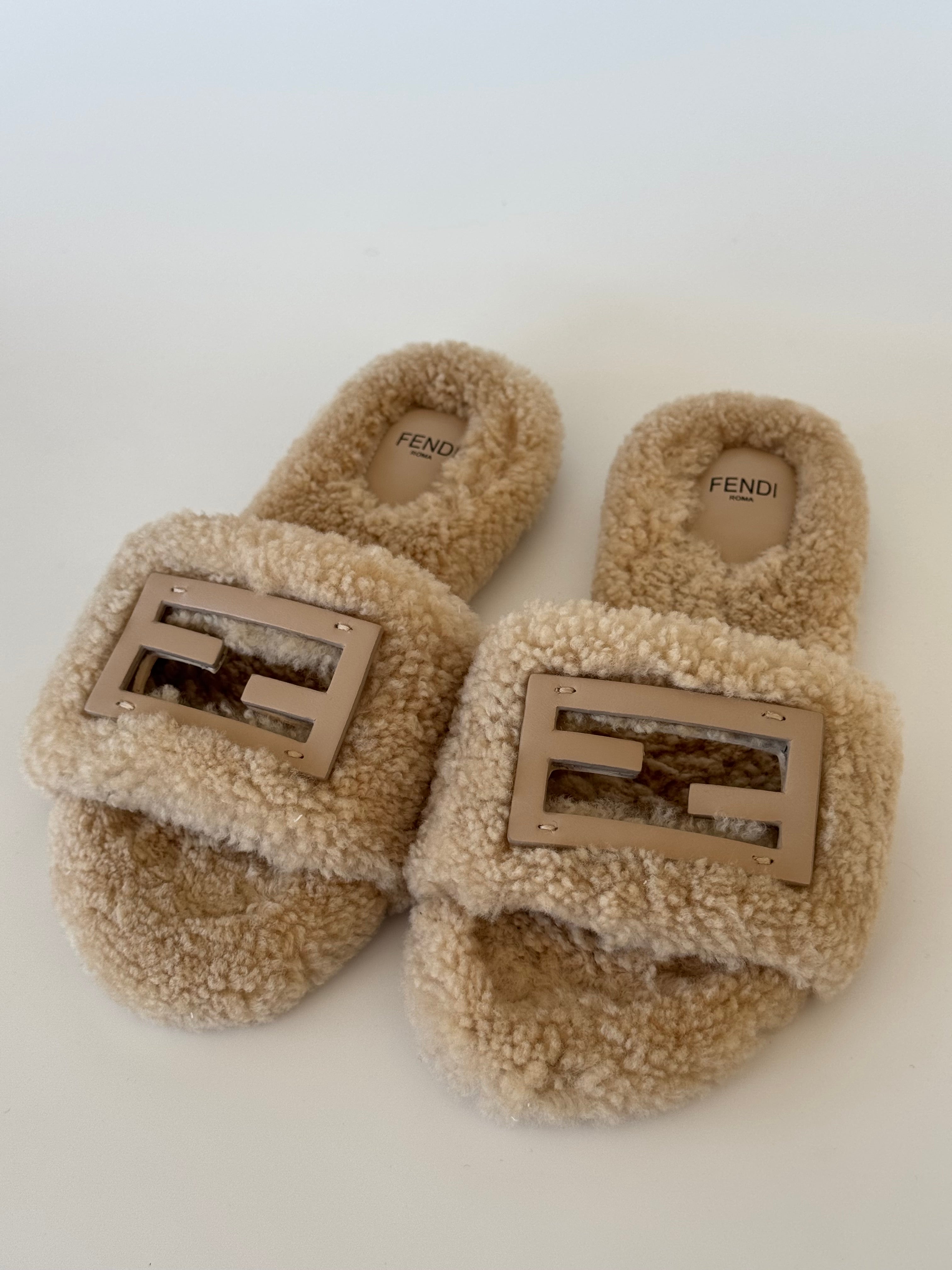 Fendi Shearling Slides