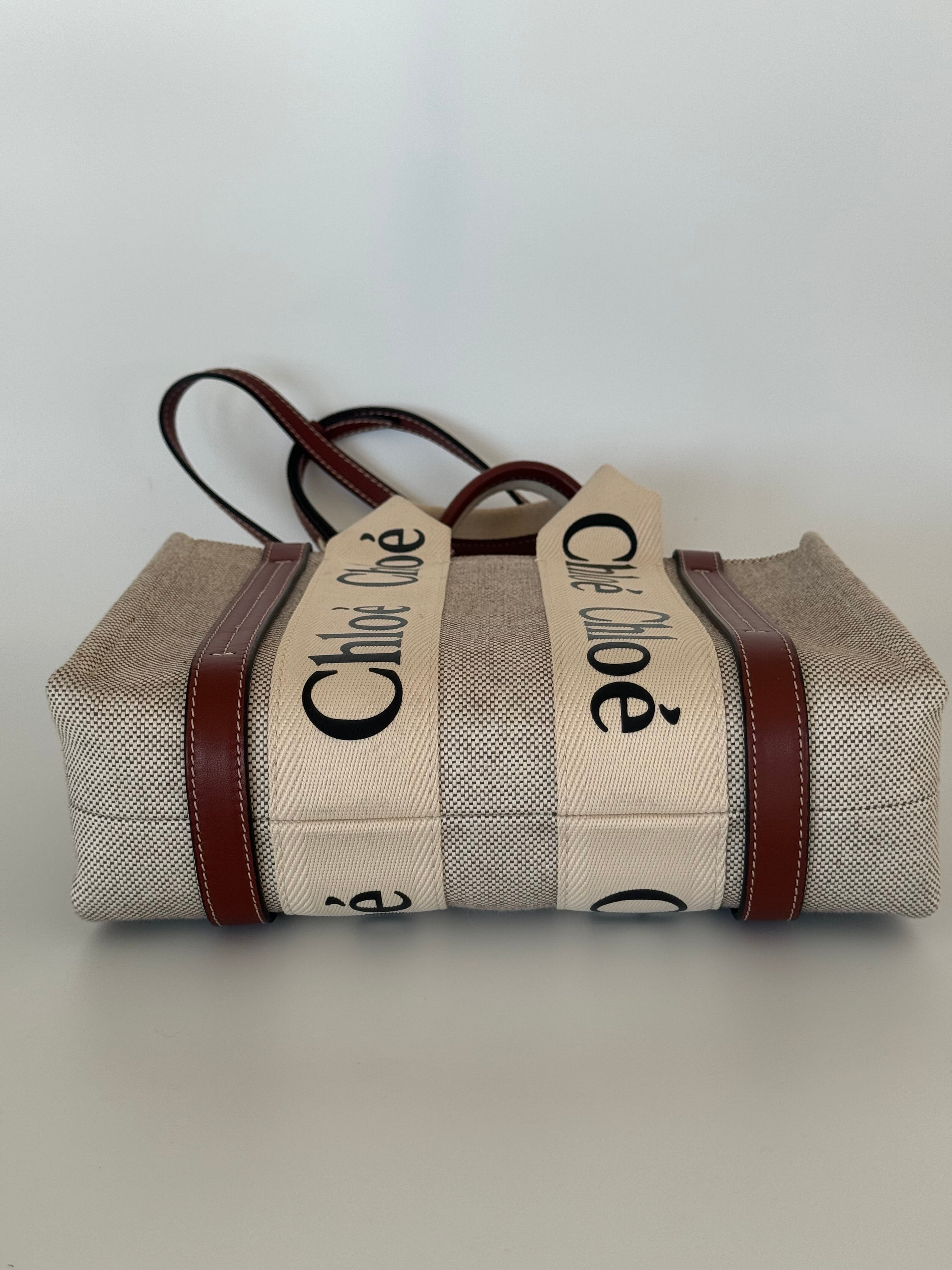 Chloe Small Woody Linen Tote Bag