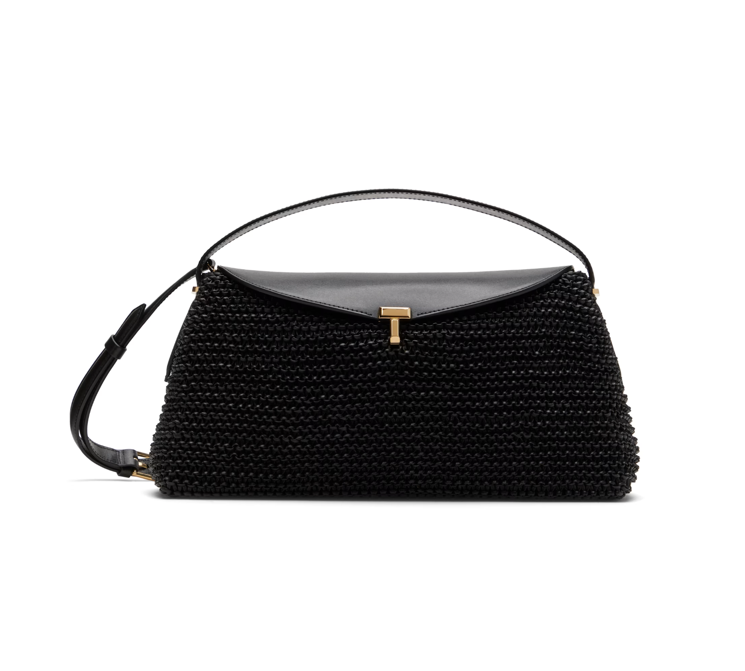 Toteme Black T-Lock Woven Leather Bag