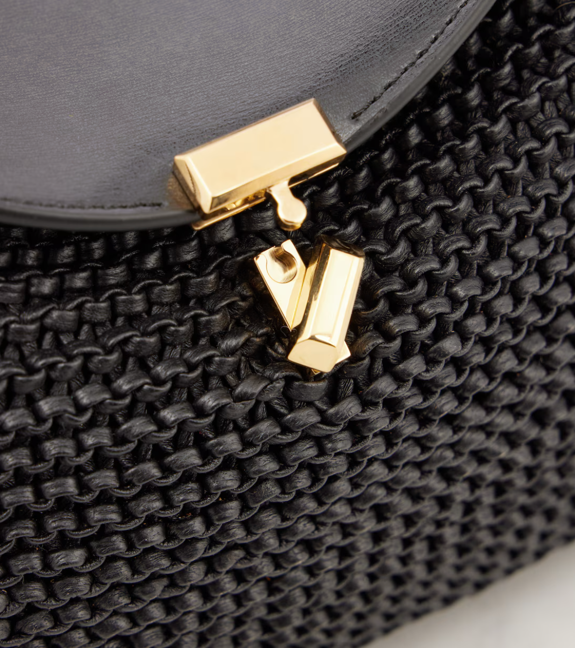 Toteme Black T-Lock Woven Leather Bag