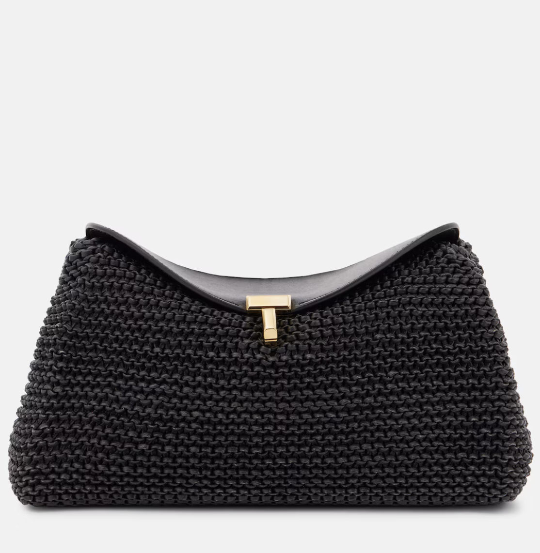 Toteme Black T-Lock Woven Leather Bag