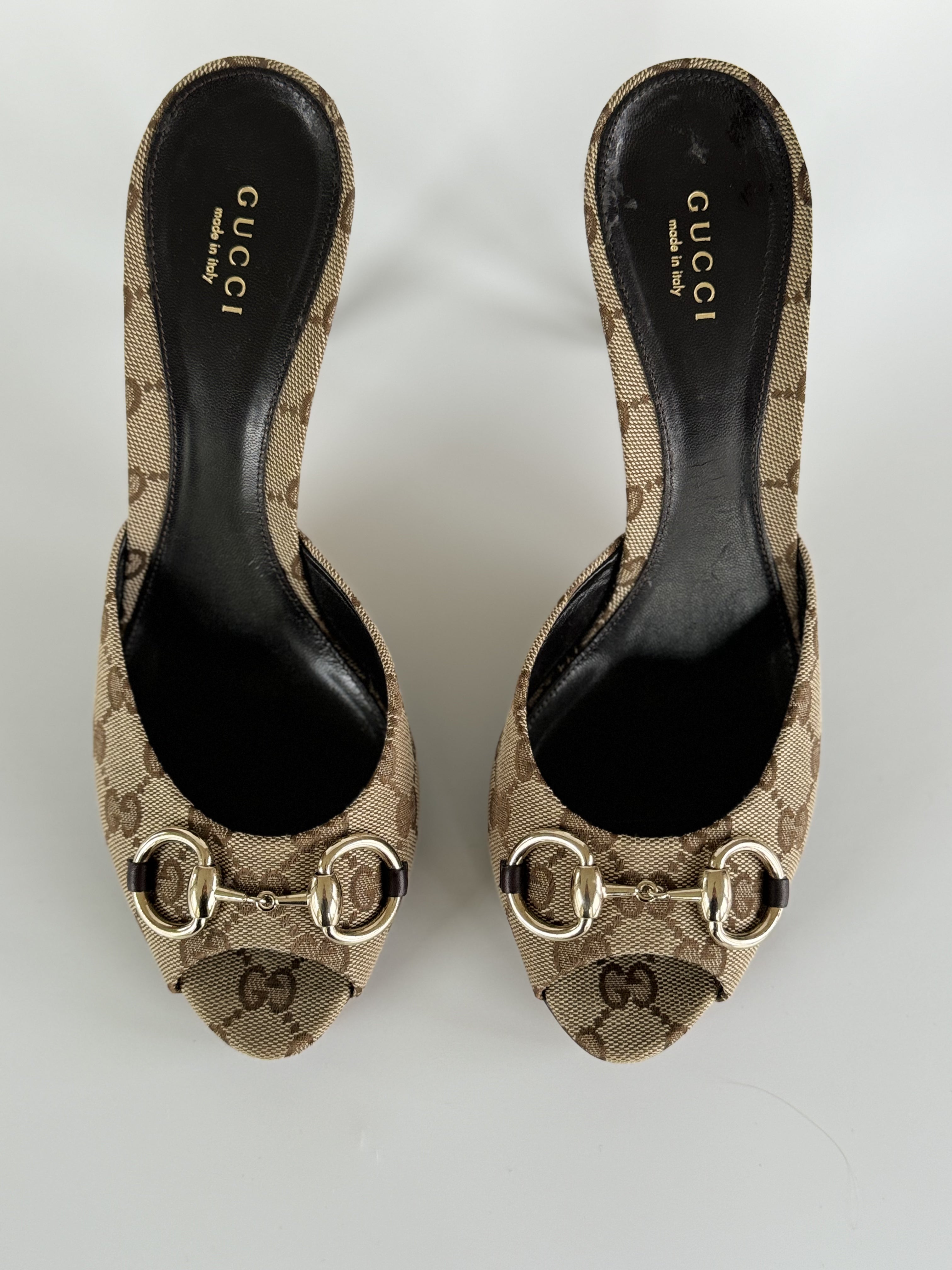 Gucci monogram heels hotsell