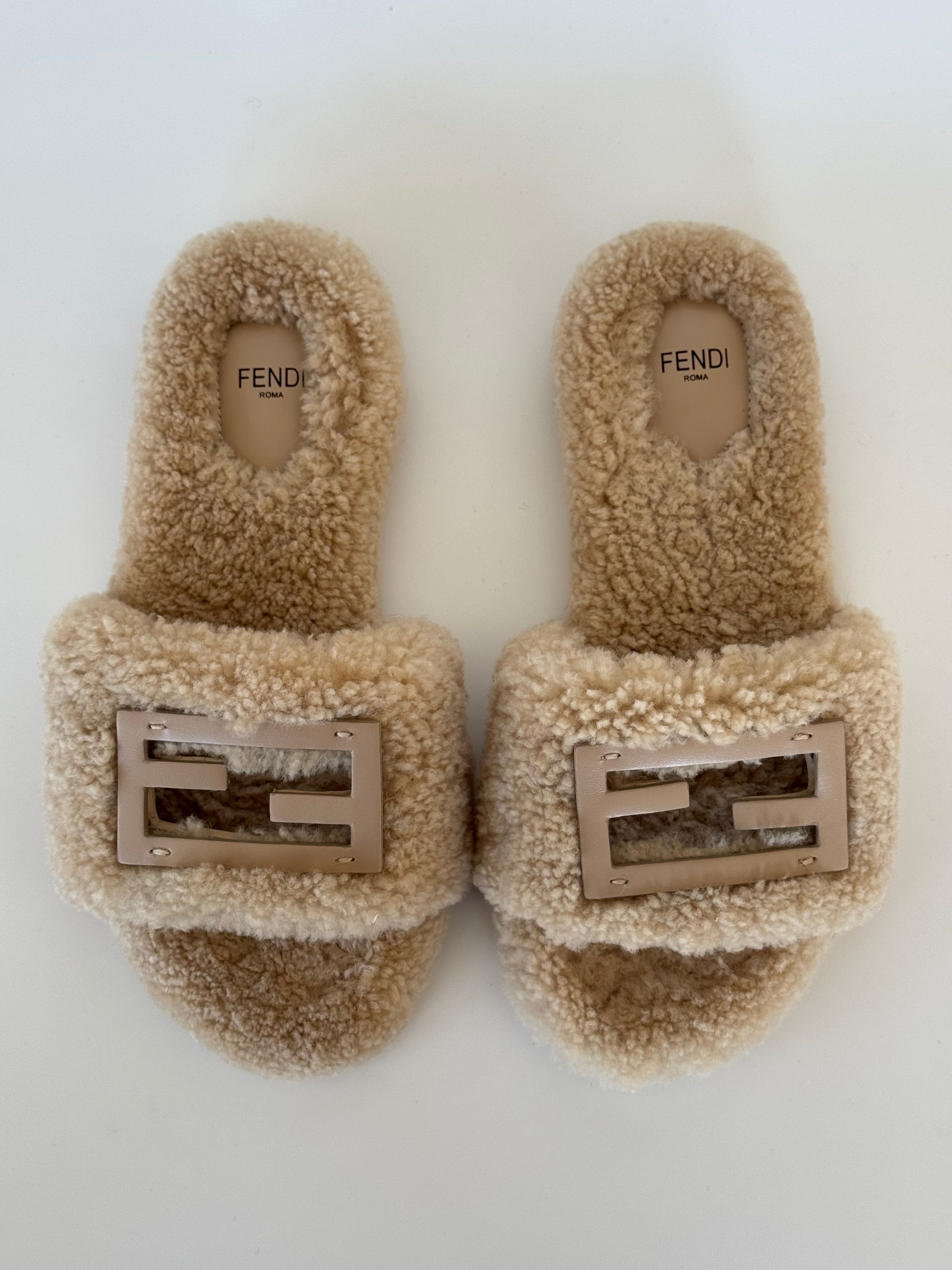 Fendi Shearling Slides