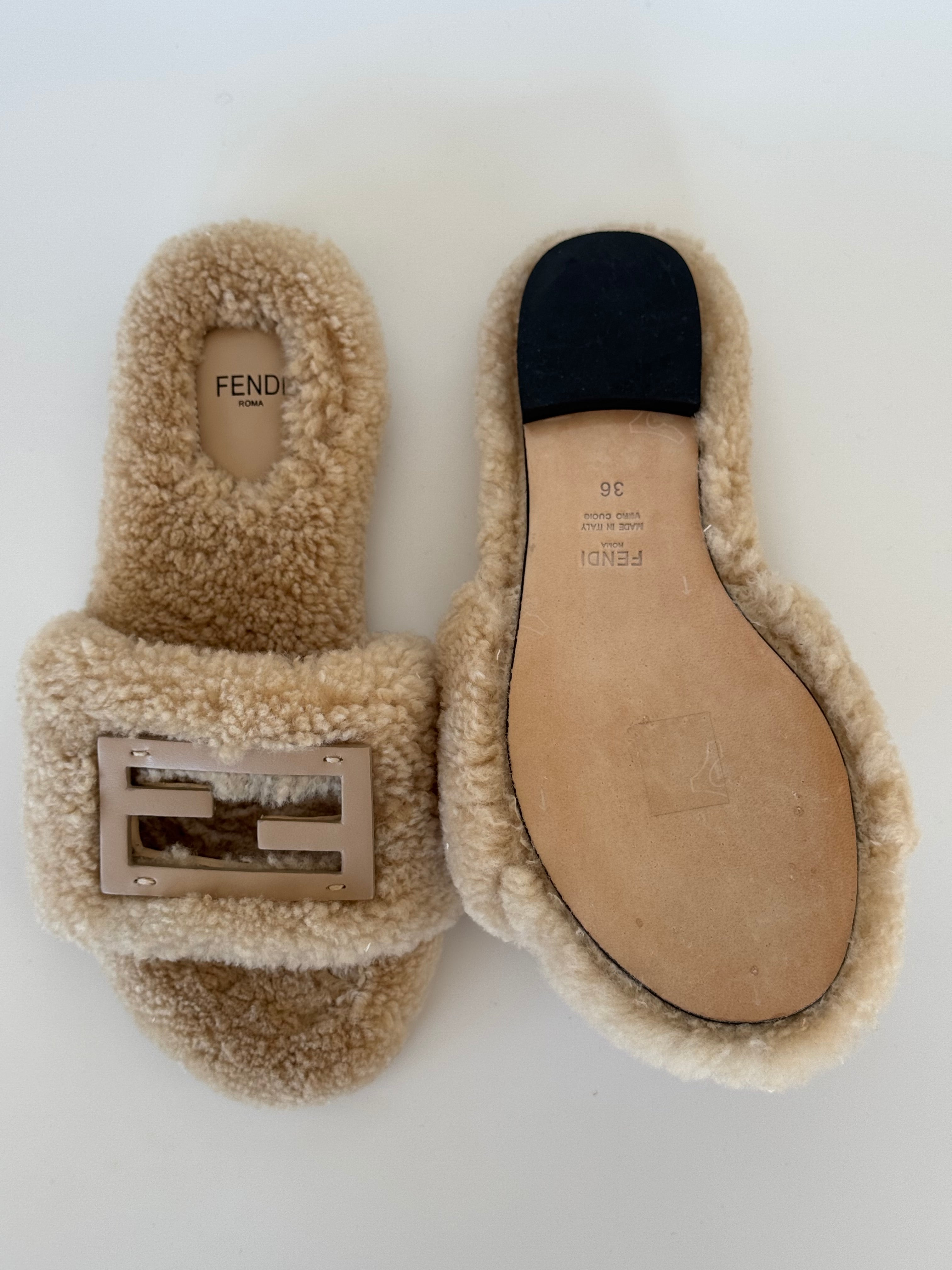 Fendi Shearling Slides