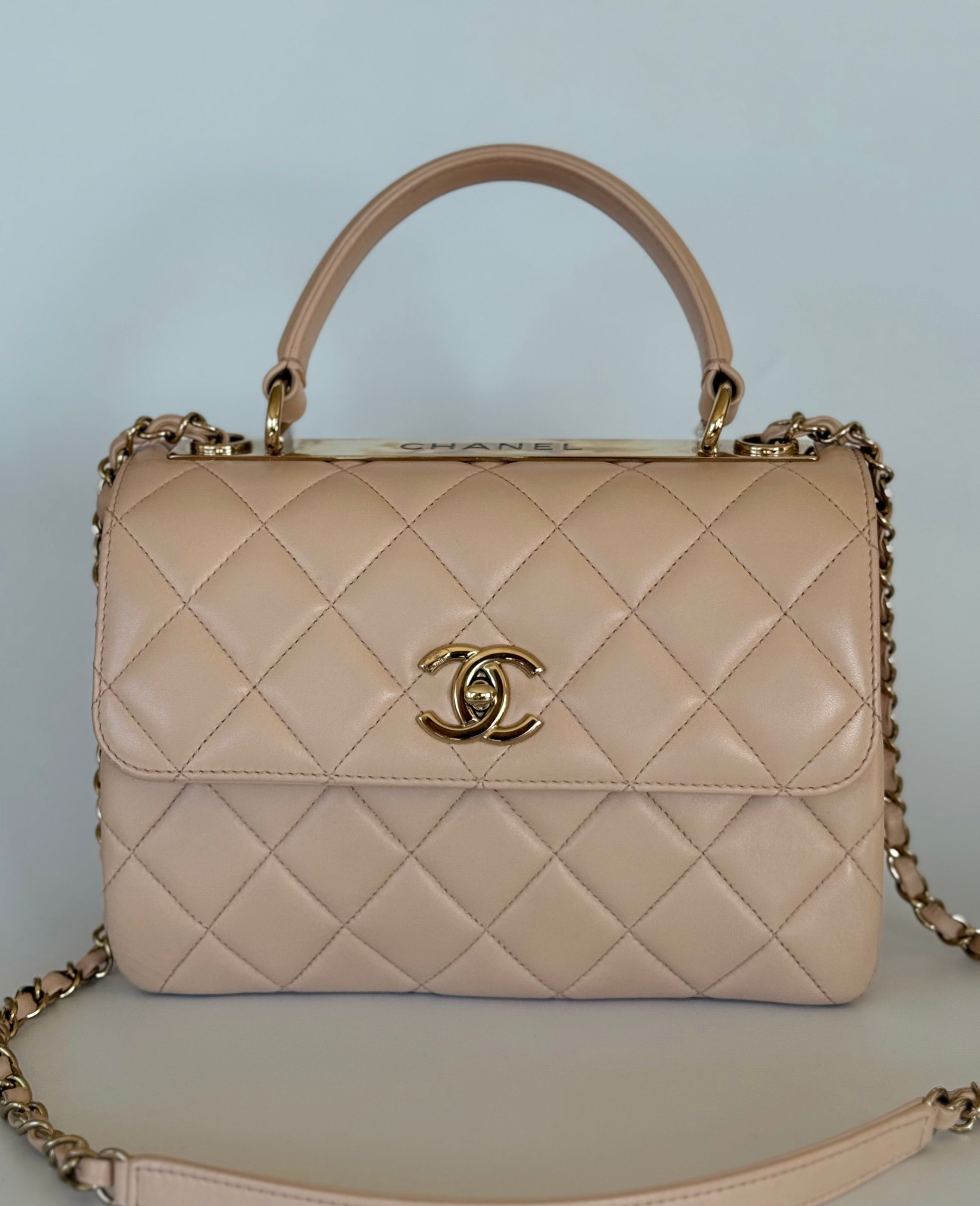 Chanel Trendy CC Small Beige Quilted Lambskin