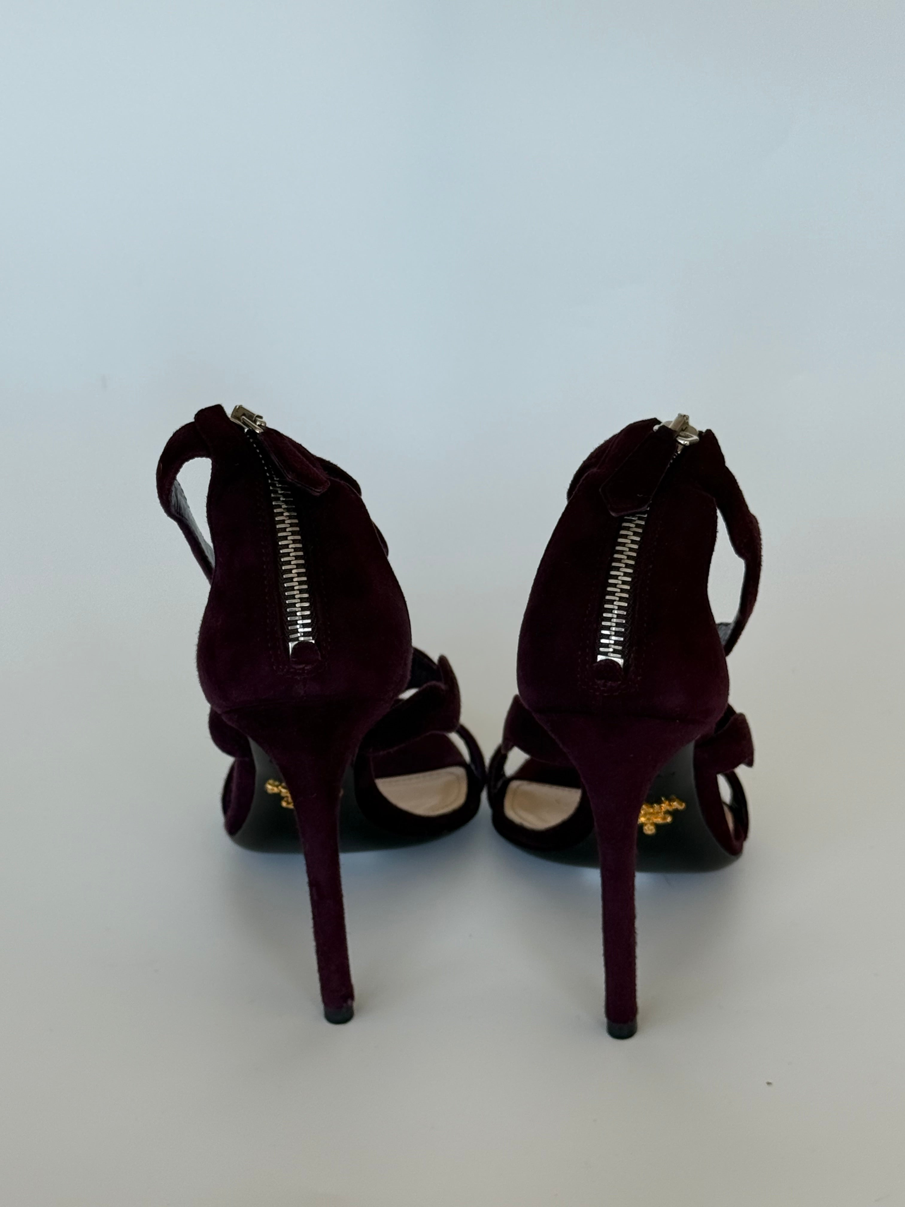 Prada Scalloped Suede Heels